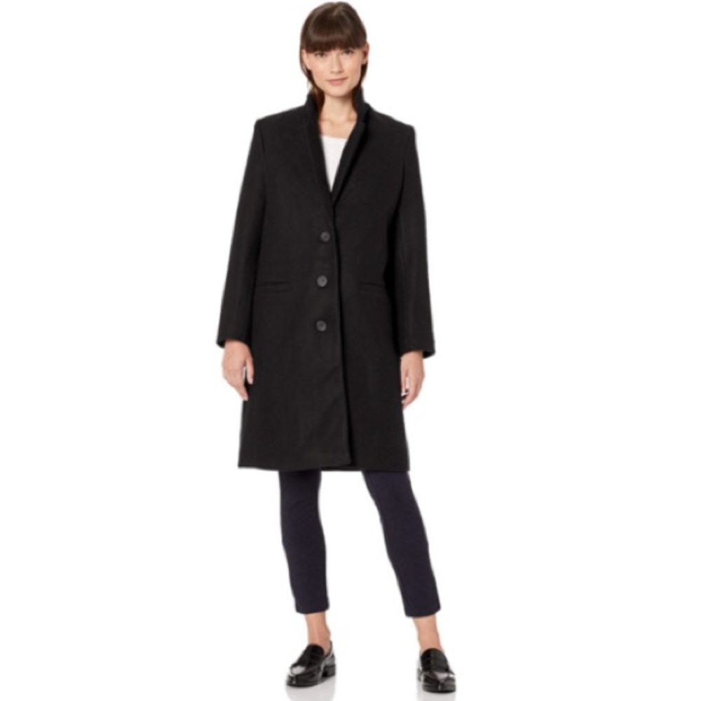 Amazon Essentials Women's Oversized Plush Button-Front Coat - black